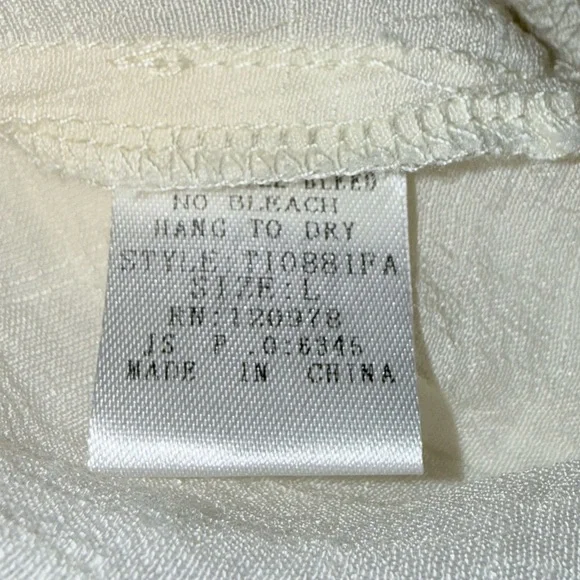 FSL + Apparel Ivory Lace Trim Boho Blouse Sz L Cottagecore Romantic Rayon Top - Picture 9 of 11